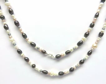 Freshwater Pearl Natural Form Necklace 72 cm 925 Silver Real Pearls