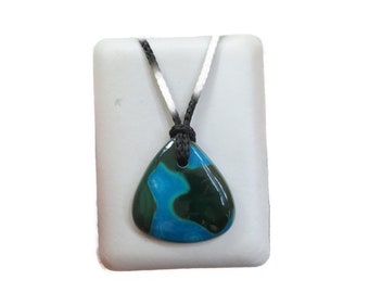 Malachite Chrysocolla Cabochon Pendant frontal drilled with band various models Real Gemstone Handmade