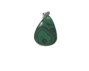 Real Malachite Pendant 925 Silver Handmade Genuine Gemstone Healing Stone Pendant