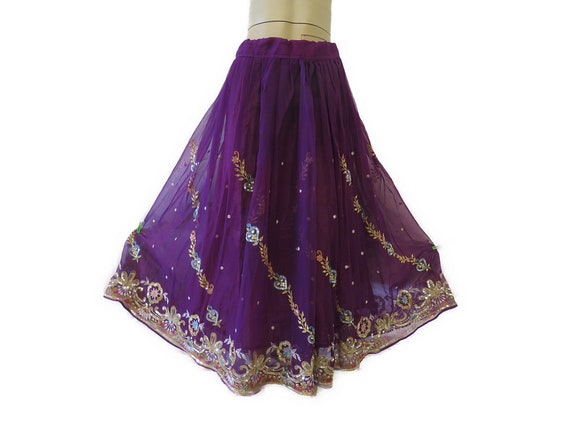 Indian Skirt Vintage Sequin Skirt Bohemian Style … - image 5