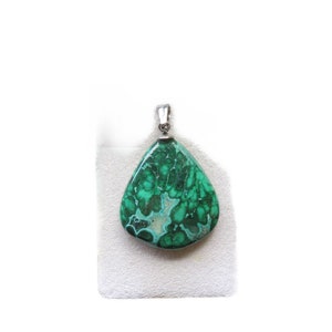 Malachit-Chrysokoll Cabochon Anhänger mit Schlaufe verschiedene Modelle Echter Edelstein Handgefertigt