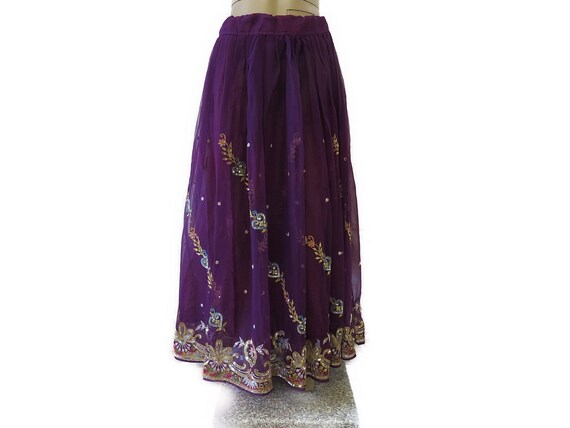 Indian Skirt Vintage Sequin Skirt Bohemian Style … - image 6