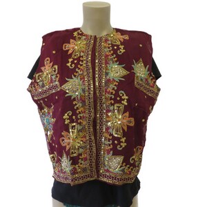 3 Models Indian Vest Embroidered With Sequins Bohemian Style Goa Style Upcycling Nr. 1