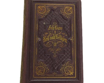 Old German book from 1878/79 with embossed suitable as a junk journal or altered book