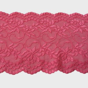 1 m hoogwaardige roze bi-elastische kant van 14,5 cm breed, ephemera, restjes, versiering, junk journal, scrapbooking