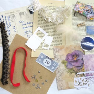 Scrapbooking Junk Journal Material Set van meer dan 80 items, Ephemera, Scraps Versiering,