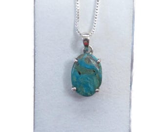 Genuine Natural Gemsilica Cabochon Pendant 925 Silver Handmade