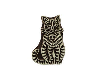 Indian Wooden Stamp Cat Twig Blueprint Textile Print 10 Models