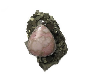 Real Rhodochrosite Pendant 925 Silver Handmade Genuine Gemstone Healing Stone Pendant