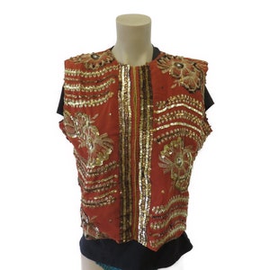 3 Models Indian Vest Embroidered With Sequins Bohemian Style Goa Style Upcycling