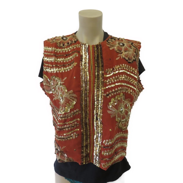 3 Models Indian Vest Embroidered With Sequins Bohemian Style Goa Style Upcycling