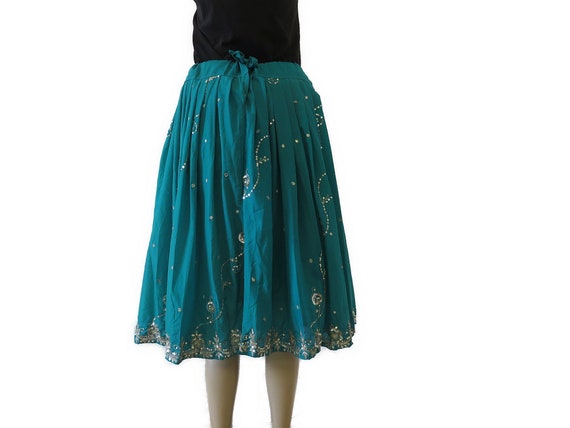 Indian Skirt Vintage Sequin Skirt Bohemian Style … - image 4