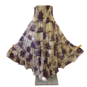 Airy Summer Skirt * Sun - Beach Vacation * From Indian Sari One Size