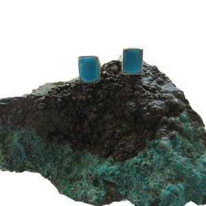 2 Models Turquoise Stud Earrings 925 Sterling Silver Genuine Gemstone from USA image 2