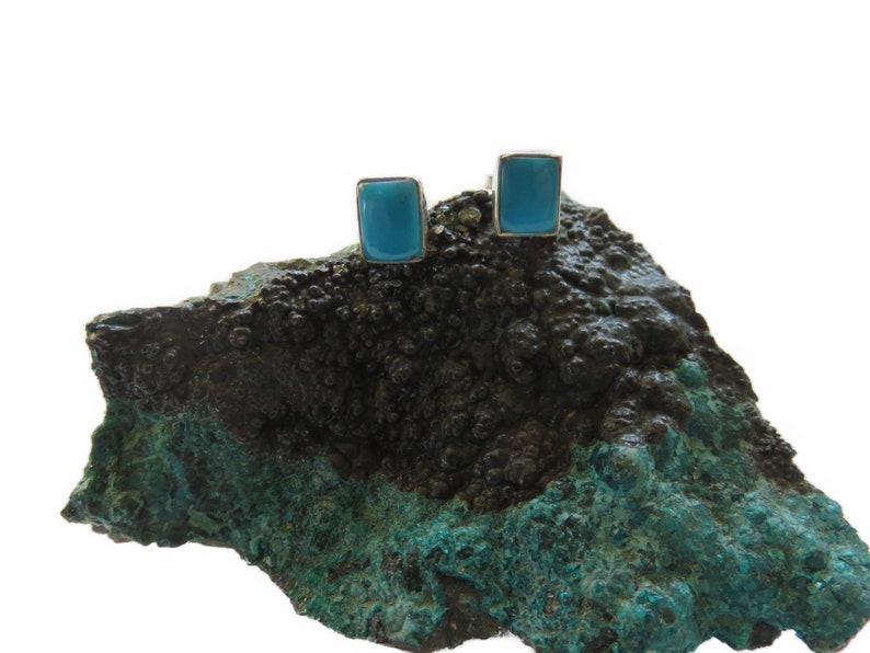 2 Models Turquoise Stud Earrings 925 Sterling Silver Genuine Gemstone from USA image 2