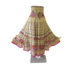 Airy Summer Skirt * Sun - Beach Vacation * From Indian Sari One Size