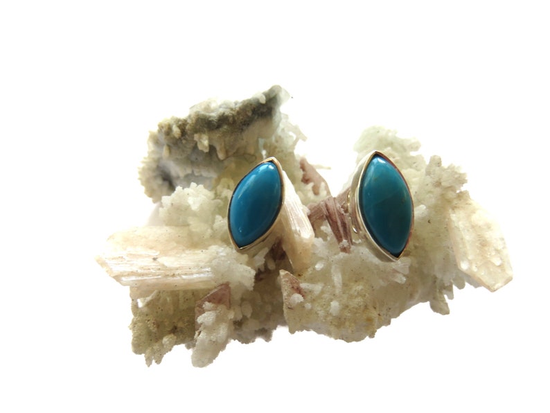 2 Models Turquoise Stud Earrings 925 Sterling Silver Genuine Gemstone from USA image 5