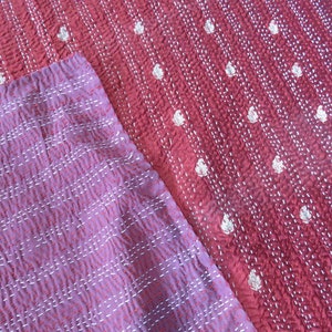 Very large Indian silk quilt 265x225 cm king size handmade