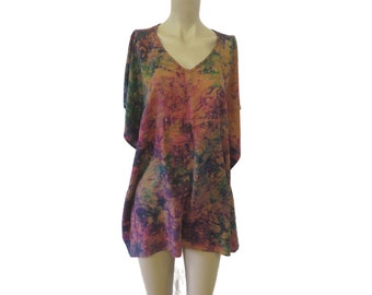 Silk Caftan Tunic From India, Tie Dye Oversize Maternity Blouse/Dress 3 Models