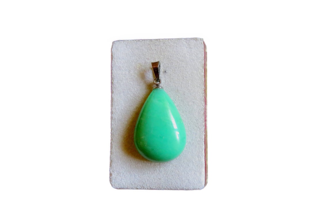 Chrysoprase Cabochon Pendant With Loop Various Models Genuine Gemstone ... image.