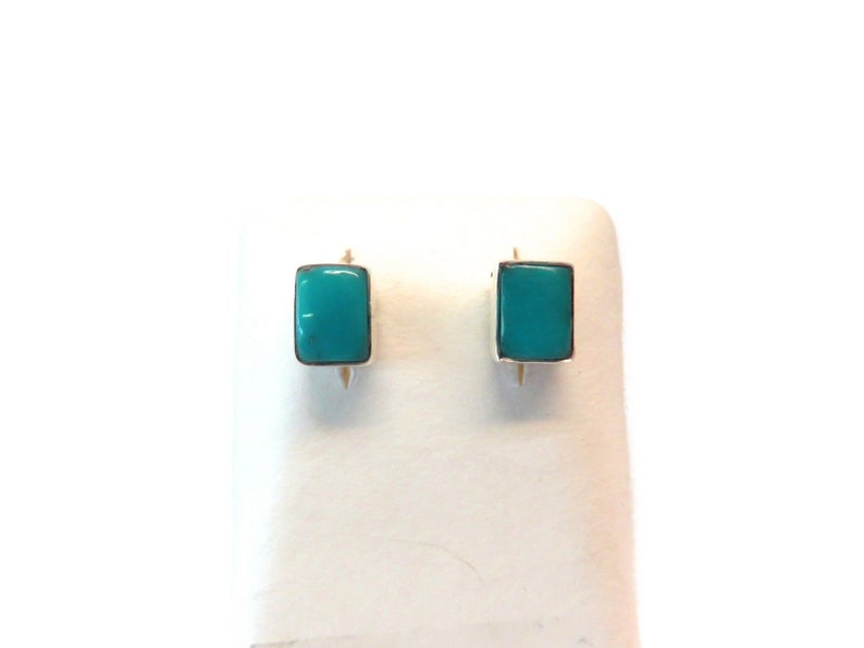 2 Models Turquoise Stud Earrings 925 Sterling Silver Genuine Gemstone from USA Nr. 1