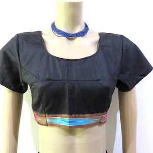 Choli Black With Web Border - Tailor Made - Sari Blouse From India