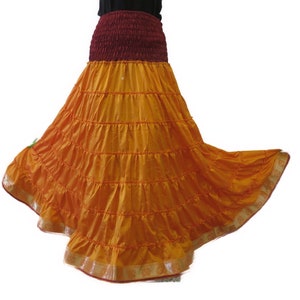 Maxi Silk Skirt Indian Skirt Dance Skirt Goa Bohemian Skirt One Size