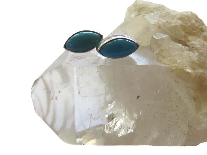 2 Models Turquoise Stud Earrings 925 Sterling Silver Genuine Gemstone from USA image 6
