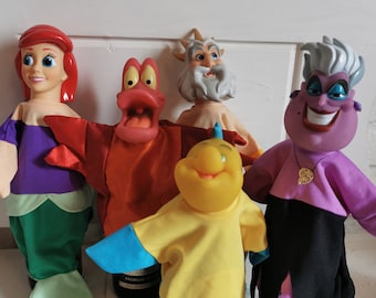 Set von 5 Vintage Handpuppen, Disney Figuren