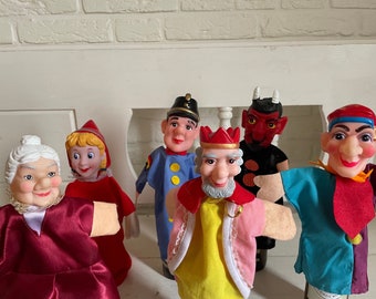 Set von 6 Vintage Handpuppen