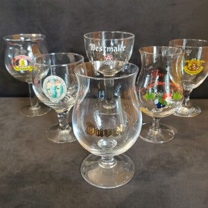 Lote van 6 vintage Belgische bierglazen, cadeau voor bierliefhebber, bierglasverzamelaar, mancave, vrijgezellengeschenk, biergrot