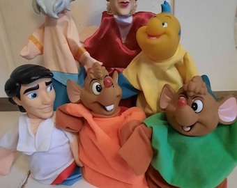 Set aus 5 Vintage-Disney-Handpuppen mit verschiedenen Figuren