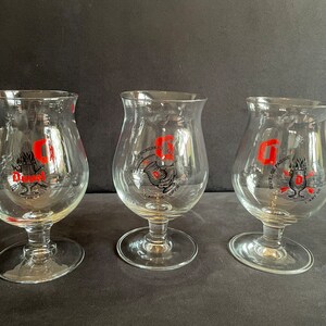 Lot van 3 vintage belgische Duvel bierglazen, mancave cadeau, bierliefhebbers, cadeau voor papa, Belgisch bierglas