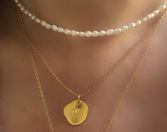Dainty Pearl Choker Necklace - Collier de perles de riz - Collier de perles d'eau douce Boho - Bijoux de mariage Boho - Cadeau femme
