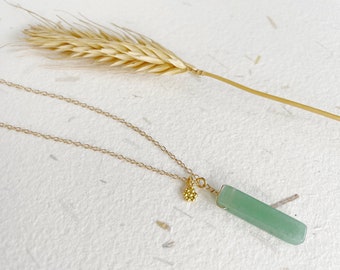 Green Jade Necklace Dainty, Jade Gemstone Necklace, Real Jade Necklace, Light Green Gold Necklace, Jade Stone Jewelry, Gift for Wife