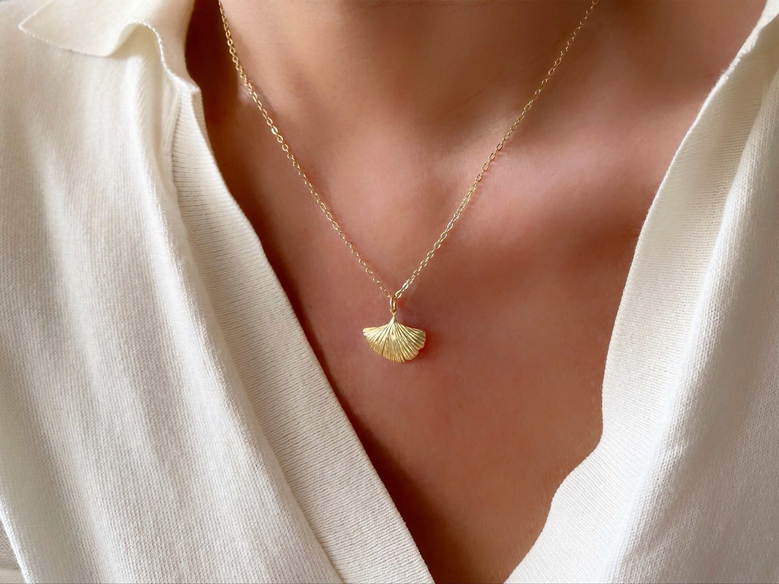 Ginkgo Necklace, Gold Leaf Necklace for Layering, Botanical