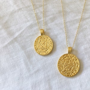 Greek Coin Necklace Gold Disc Gold Necklace Pendant Stacking Necklace Gold Boho Dainty Jewelry Gift for Women image 6