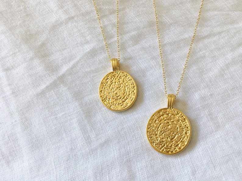 Greek Coin Necklace Gold Disc Gold Necklace Pendant Stacking Necklace Gold Boho Dainty Jewelry Gift for Women image 6