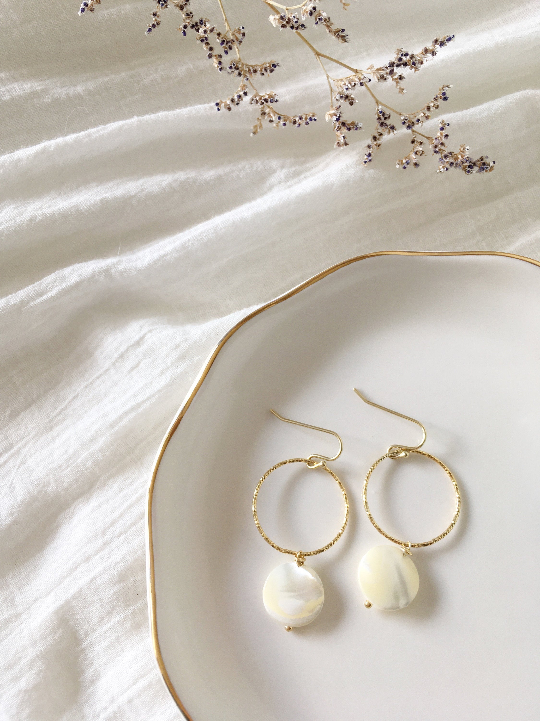 Buy Gold Tone Mother Of Pearl Hoops  Odette