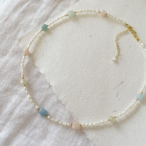 Freshwater Pearl and Gemstone Necklace, Colorful Pearl Necklace, Mixed Pearl Necklace, Beaded Pearl Choker, Pastel Jewelry, Gift for Her