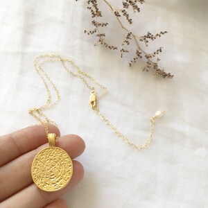 Greek Coin Necklace Gold Disc Gold Necklace Pendant Stacking Necklace Gold Boho Dainty Jewelry Gift for Women image 4