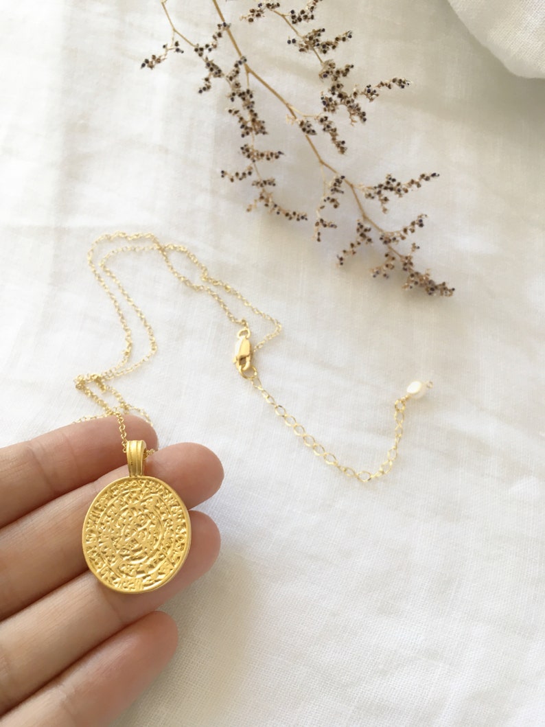 Greek Coin Necklace Gold Disc Gold Necklace Pendant Stacking Necklace Gold Boho Dainty Jewelry Gift for Women image 4