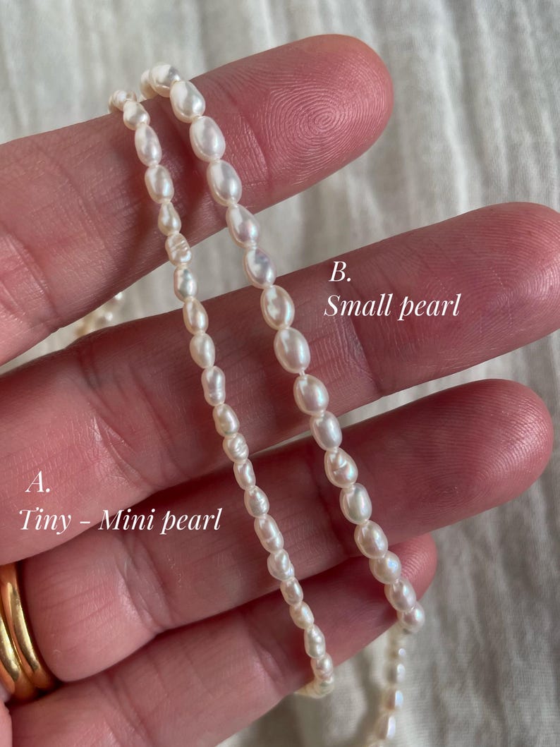 Tiny Pearl Bracelet, Dainty Real Pearl Bracelet, Beaded Mini Pearl Bracelet, Fresh Water Pearl Bracelet, Delicate Pearl Jewelry Gift for Her image 2