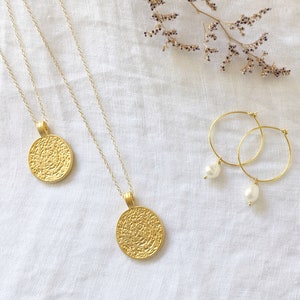 Greek Coin Necklace Gold Disc Gold Necklace Pendant Stacking Necklace Gold Boho Dainty Jewelry Gift for Women image 3