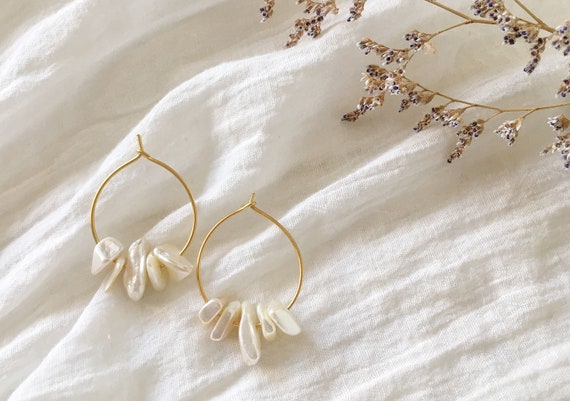 Orecchini A Cerchio Con Perle Vintage – Oro, Pendenti, Stile Boho, Per Matrimonio E Sposa