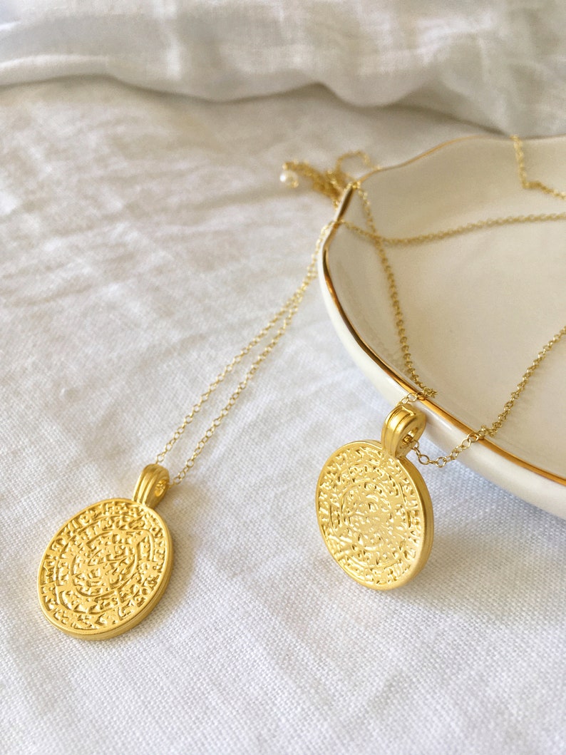 Greek Coin Necklace Gold Disc Gold Necklace Pendant Stacking Necklace Gold Boho Dainty Jewelry Gift for Women image 5