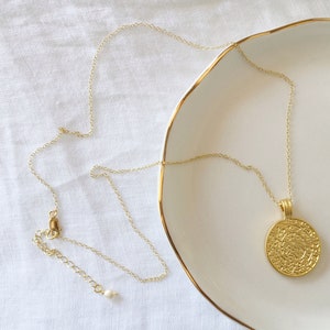 Greek Coin Necklace Gold Disc Gold Necklace Pendant Stacking Necklace Gold Boho Dainty Jewelry Gift for Women image 8