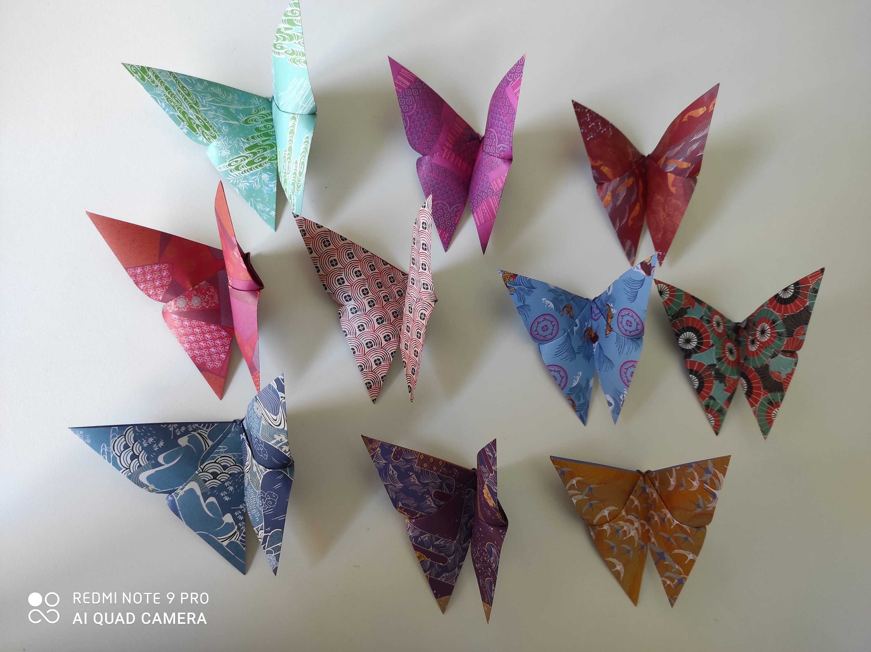 10 Papillons Origami Motifs Japonais