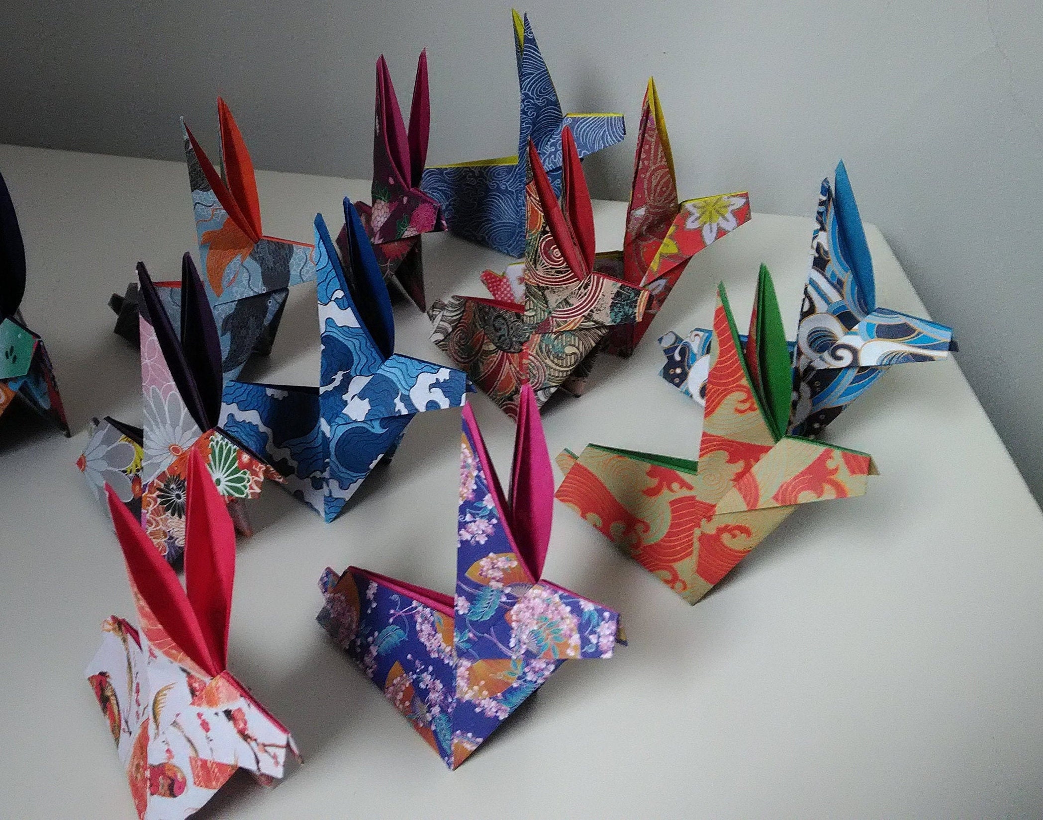 12 Lapins Origami Motifs Chiyogami Japonais