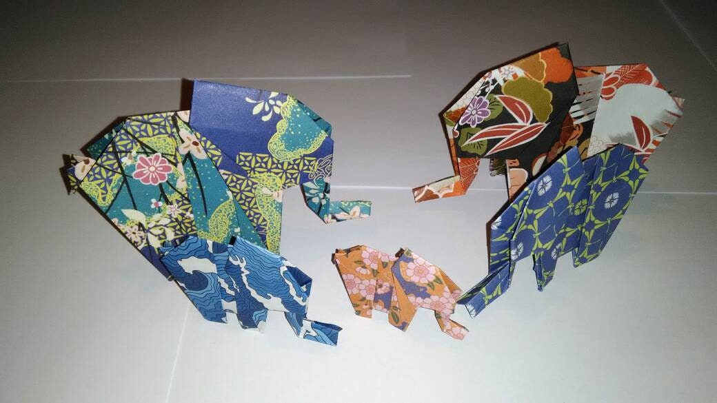 Famille Éléphants Origami